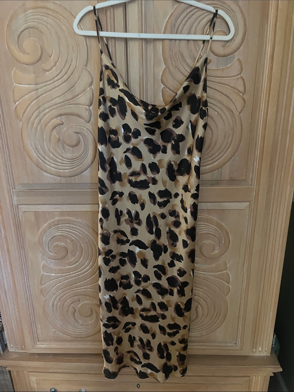 Forever 21 Leopard Print Slip Maxi Dress in Tan and Black